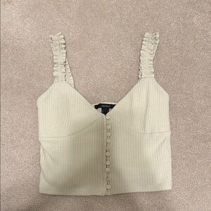 Forever 21 Beige Ribbed Button-Down Top